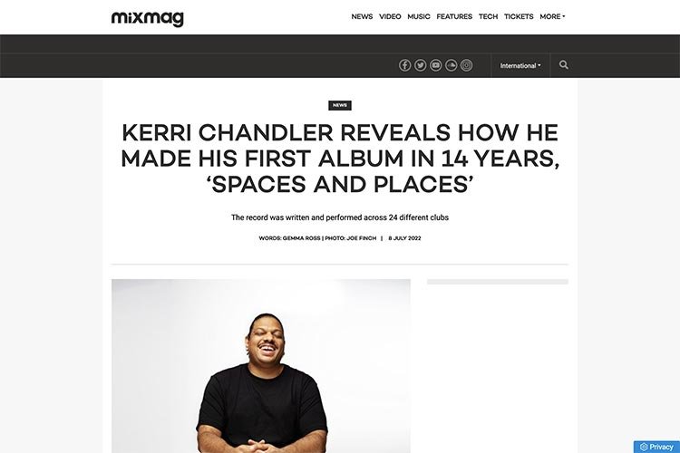 Mixmag Kerri Chandler Spaces And Places article screenshot
